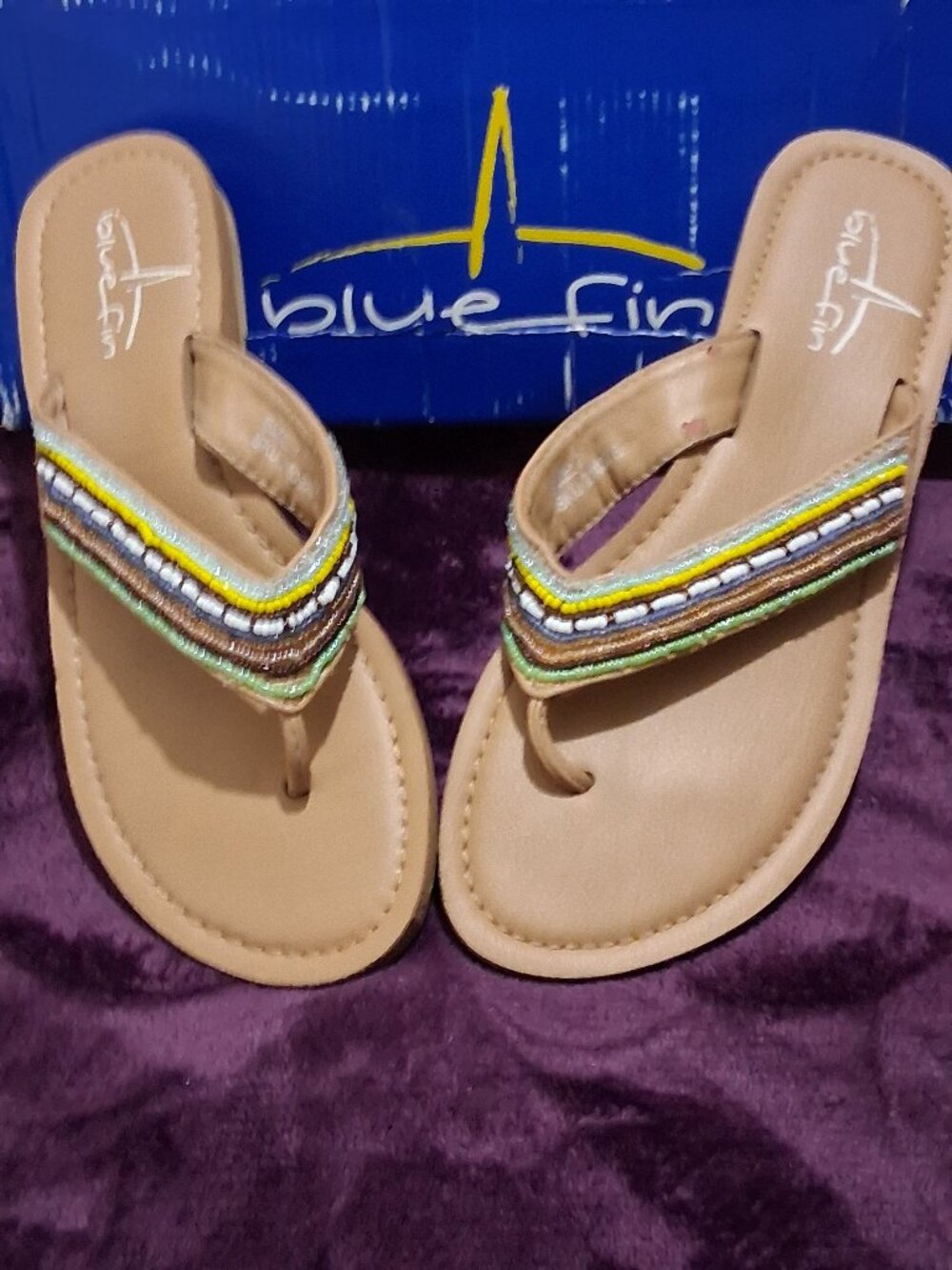 Blue Fin Beaded Sandals 7